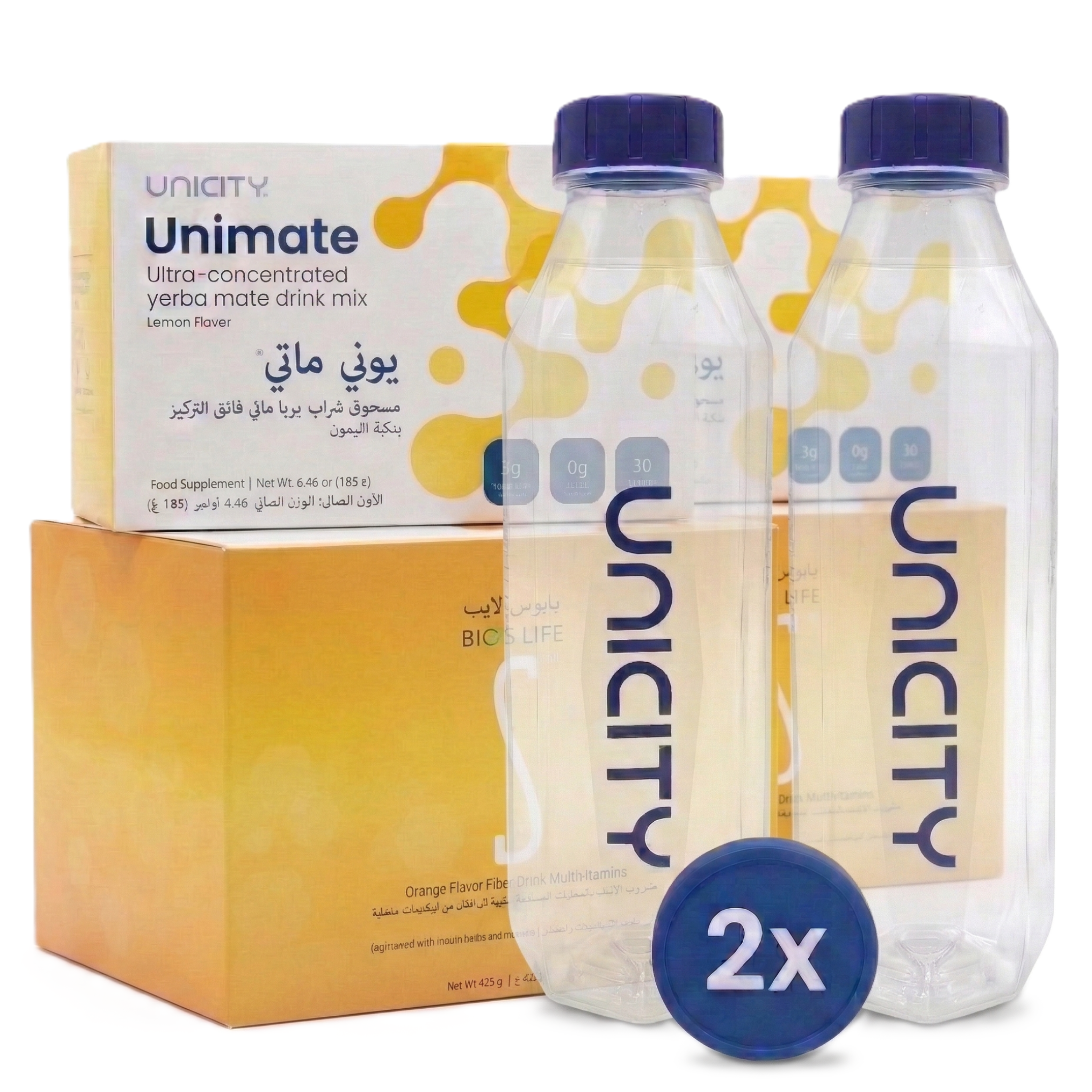 باقة الـ 60 يوماً_2 عبوة يوني ماتي ليمون + 2عبوة بايوس لايف + 2زجاجة خلط