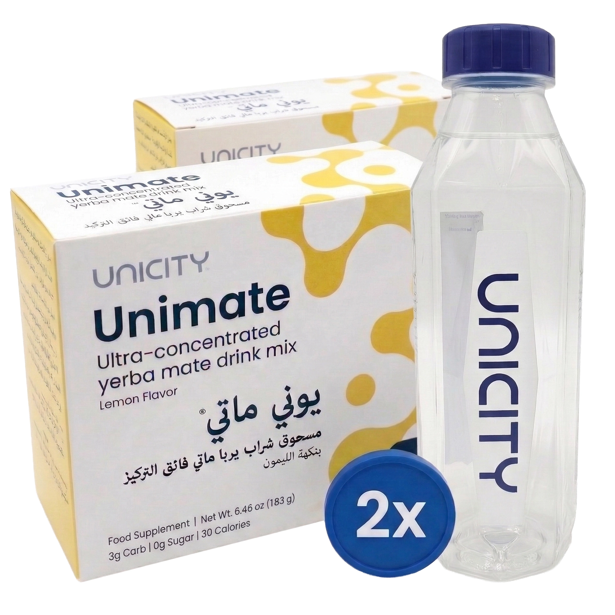 مجموعة يوني ميتي المزدوجة 2 عبوة يوني ميتي ليمون + زجاجة خلط